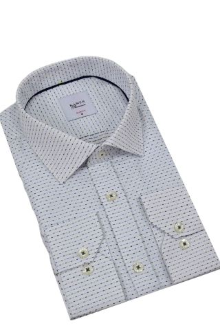 Erkek Puantiyeli Slim Fitt Uzun Kol Gömlek 2403 BGL-ST04376