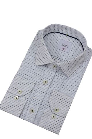 Erkek Puantiyeli Slim Fitt Uzun Kol Gömlek 2403 BGL-ST04376