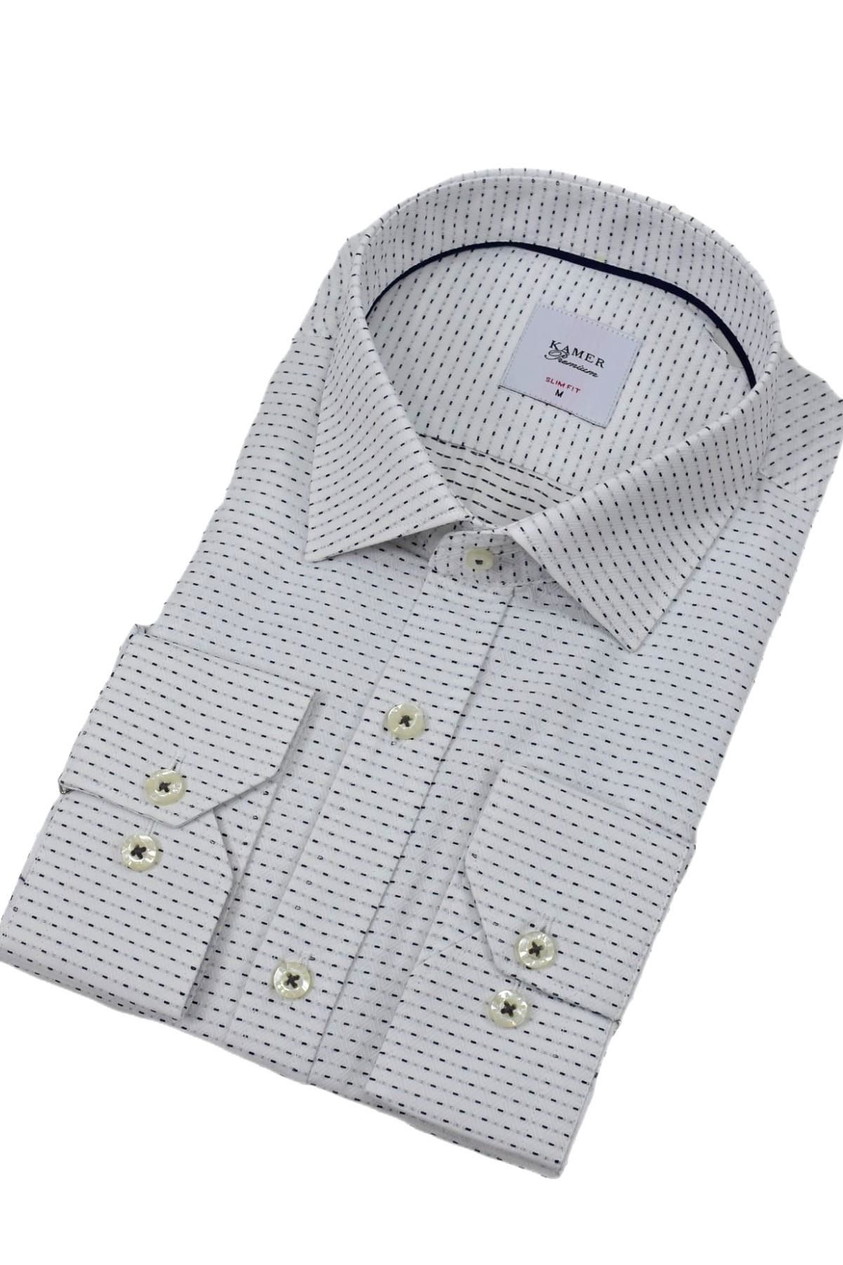 Erkek Puantiyeli Slim Fitt Uzun Kol Gömlek 2403 BGL-ST04376