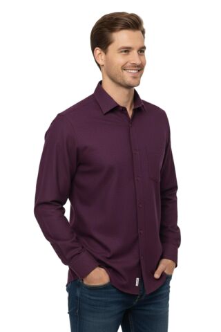 Erkek Kışlık Uzun Kol Tek Cepli Gömlek 3774 BGL-ST04805 BORDO - XL