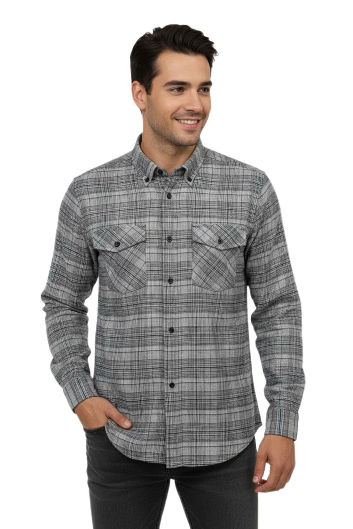 Erkek Kışlık Çift Cep Kapaklı Gömlek BGL-ST04931