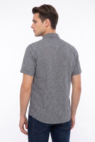 Erkek Pamuklu Yazlık Kısa Kol Gömlek 9665 BGL-ST05617 LACİVERT - 4XL
