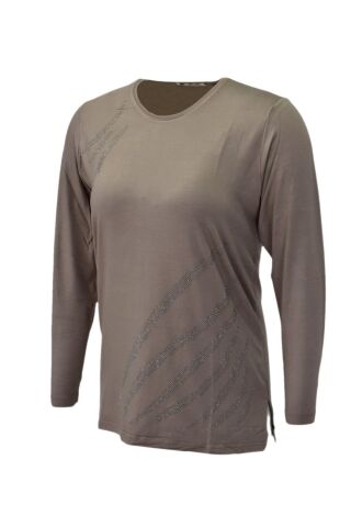 Kadın Uzun Kol Taşlı Bluz BGL-ST03786 VİZON - 2XL