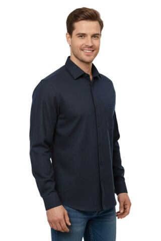 Erkek Kışlık Uzun Kol Tek Cepli Gömlek 3774 BGL-ST04805 LACİVERT - XL
