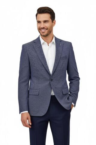 Erkek Tek Spor Ceket Çift Yırtmaçlı BGL-ST04980 İNDİGO - 56