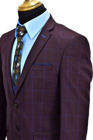 Erkek Bordo Kombinli Takım Elbise VPO-5118 BORDO - 52