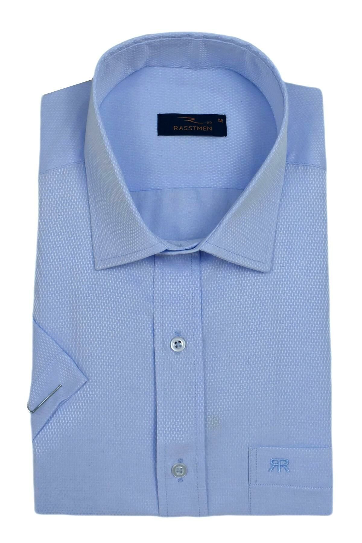 Erkek Büyük Beden Silim Fit Uzun Kol Armürlü Gömlek BGL-ST03068 BUZ.MAVİ - 3XL