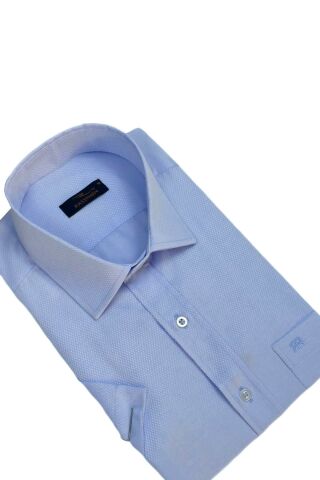 Erkek Büyük Beden Silim Fit Uzun Kol Armürlü Gömlek BGL-ST03068 BUZ.MAVİ - 3XL