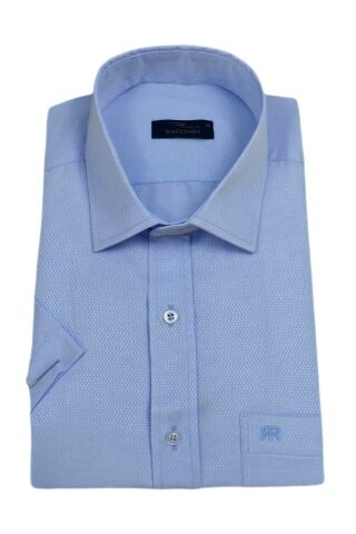 Erkek Büyük Beden Silim Fit Uzun Kol Armürlü Gömlek BGL-ST03068 BUZ.MAVİ - 3XL