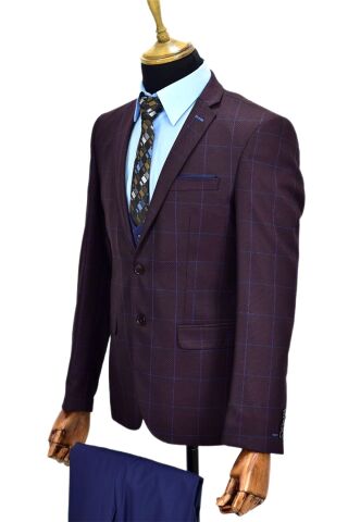 Erkek Bordo Kombinli Takım Elbise VPO-5118 BORDO - 52