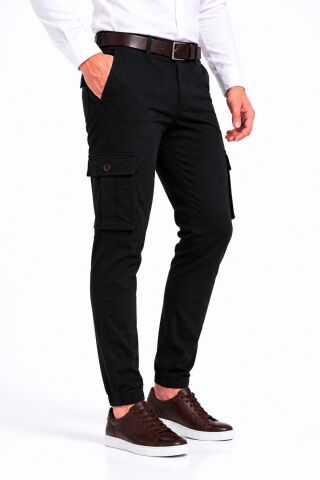 Erkek Kanvas Kargo Cepli Paça Lastikli Pantolon BGL-ST05471 SİYAH - 36