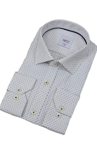 Erkek Puantiyeli Slim Fitt Uzun Kol Gömlek 2403 BGL-ST04376 SİYAH - XL