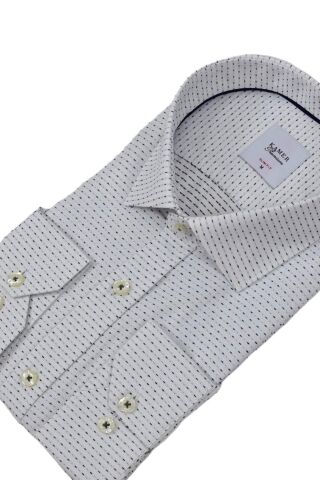 Erkek Puantiyeli Slim Fitt Uzun Kol Gömlek 2403 BGL-ST04376 SİYAH - XL