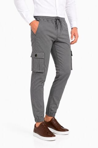 Erkek Kanvas Kargo Cepli Bel Paça Lastikli Pantolon BGL-ST05472 GRİ - 30