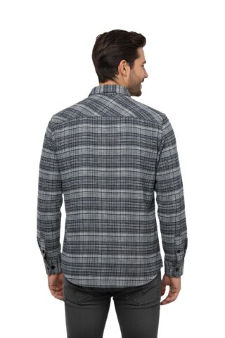 Erkek Kışlık Çift Cep Kapaklı Gömlek BGL-ST04931 FÜME - S