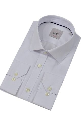Erkek Puantiyeli Slim Fitt Uzun Kol Gömlek 2382 BGL-ST04377 BEYAZ - S