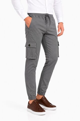 Erkek Kanvas Kargo Cepli Bel Paça Lastikli Pantolon BGL-ST05472 GRİ - 31/34