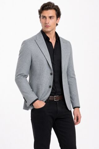 Erkek Tek Spor Ceket 4 Drop Çift Yırtmaçlı Mevsimlik BGL-ST05460 GRİ - 54