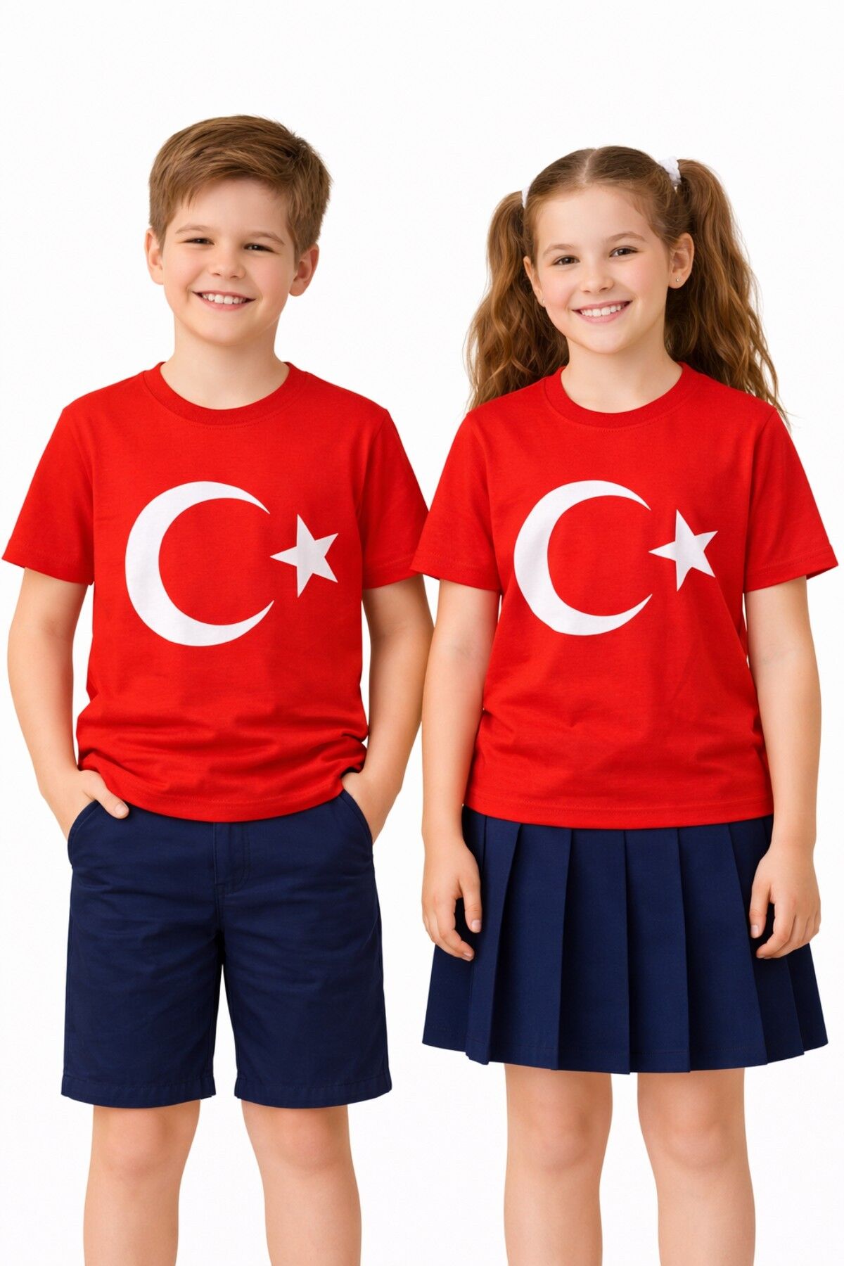 Türk Bayraklı Kız Erkek Çocuk Penye Tshirt BGL-ST05507