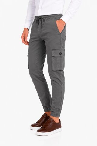 Erkek Kanvas Kargo Cepli Bel Paça Lastikli Pantolon BGL-ST05472 GRİ - 33/34