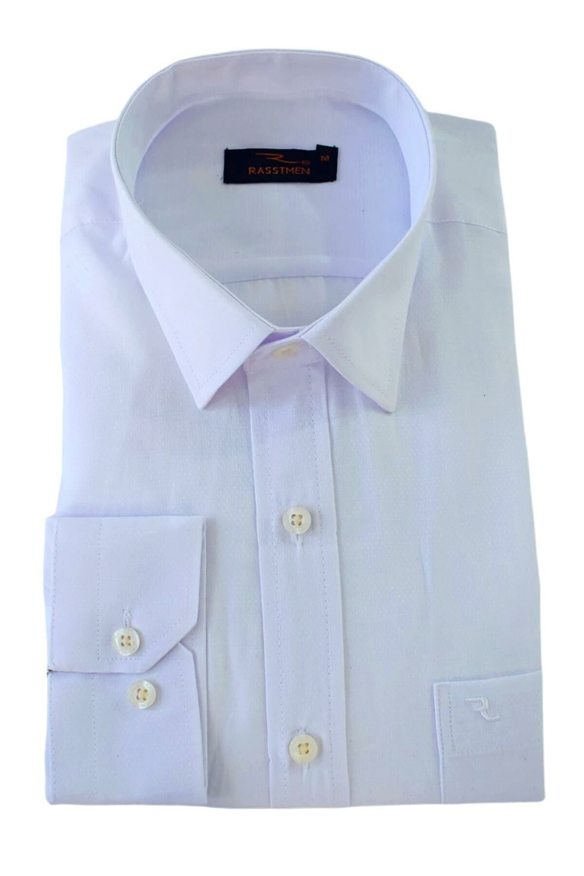 Erkek Büyük Beden Silim Fit Uzun Kol Armürlü Gömlek BGL-ST03068 BEYAZ - 4XL