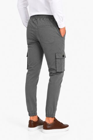 Erkek Kanvas Kargo Cepli Bel Paça Lastikli Pantolon BGL-ST05472 GRİ - 34
