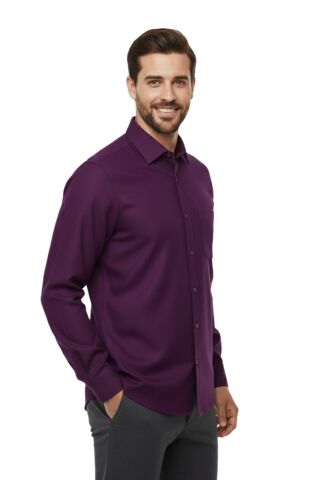 Erkek Kışlık Uzun Kol Tek Cepli Gömlek 3543 BGL-ST04806 BORDO - M