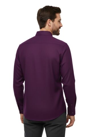 Erkek Kışlık Uzun Kol Tek Cepli Gömlek 3543 BGL-ST04806 BORDO - M