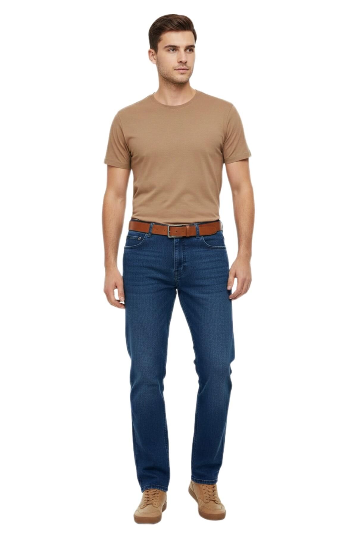 Erkek Büyük Beden Regular Kalıp Jeans Pantolon 320 BGL-ST05159 PETROL - 48