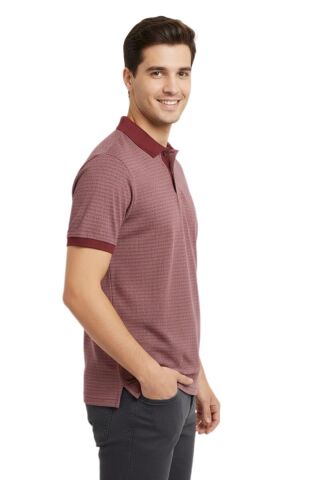 Erkek Polo Yaka Jakarlı T-sıhırt 2063 BGL-ST00533 KIRMIZI - S