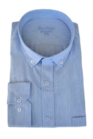 Erkek Büyük Beden Silim Fit Uzun Kol Gömlek BGL-ST03069 BUZ.MAVİ - 3XL
