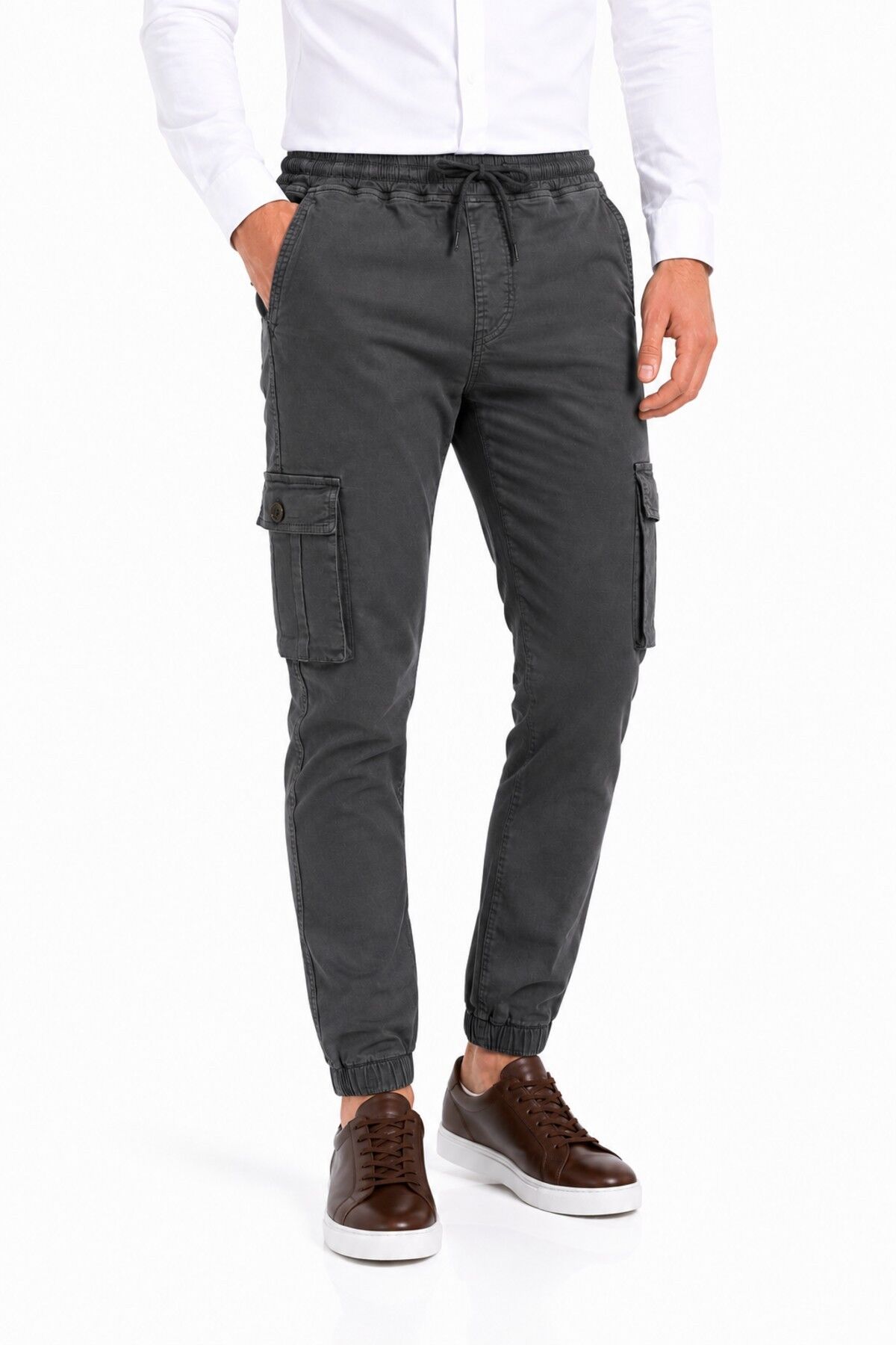 Erkek Kanvas Kargo Cepli Bel Paça Lastikli Pantolon BGL-ST05472 HAKİ - 32