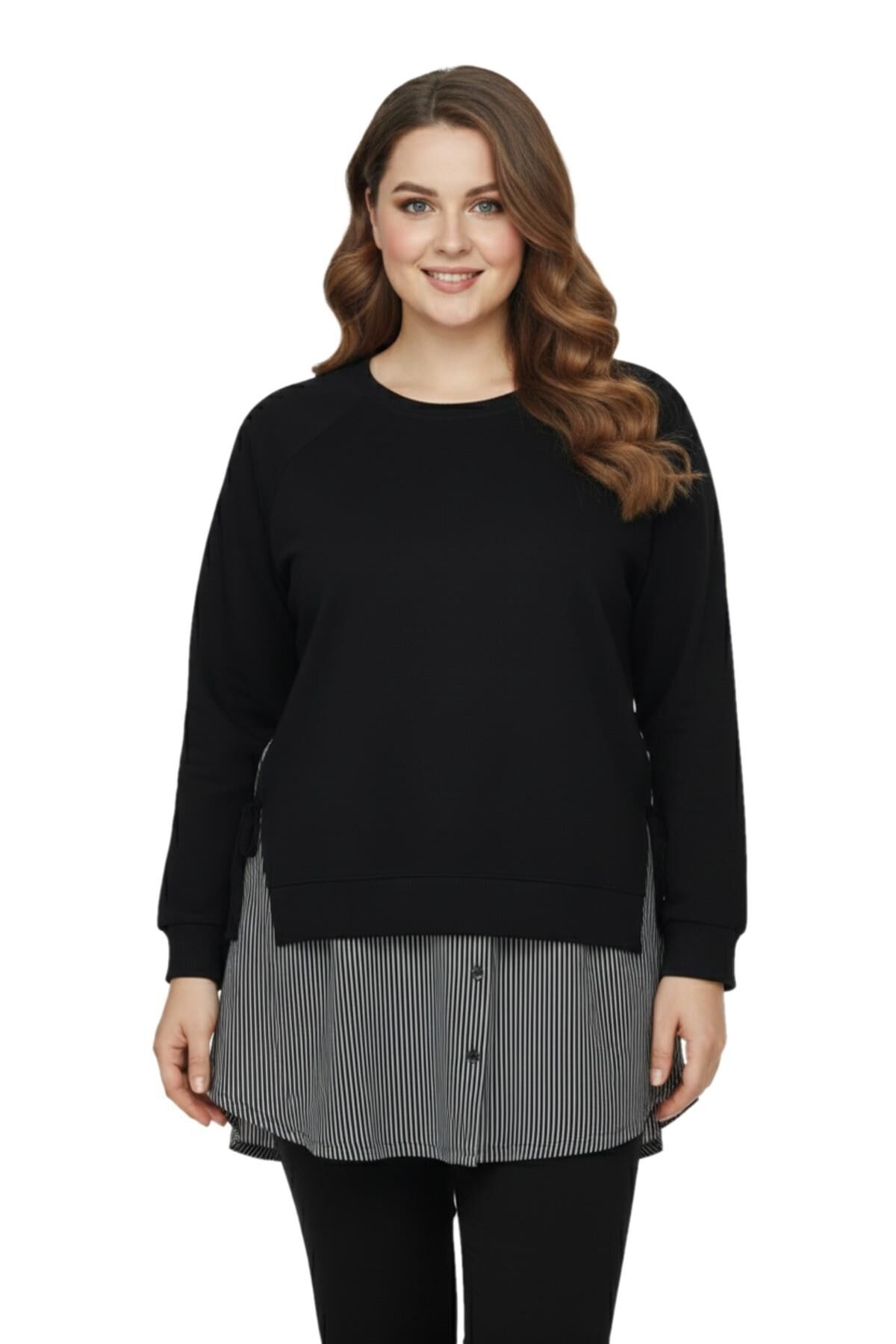 Kadın Siyah Sıfır Yaka Spor Bluz BGL-ST05158