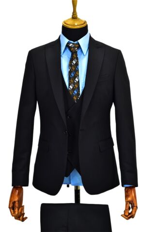 Erkek Siyah Silim Fit Takım Elbise BGL-ST02034 SİYAH - 56