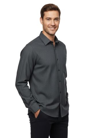 Erkek Kışlık Uzun Kol Tek Cepli Gömlek 3543 BGL-ST04806 FÜME - XL
