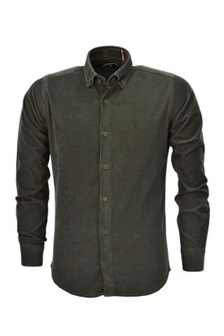Erkek Kadife Silim Fit Gömlek BGL-ST03909 SİYAH - S