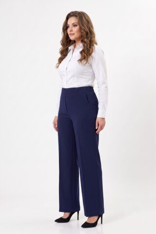 Kadın Bol Paça Beli Lastikli Kumaş Pantolon BGL-ST04322 LACİVERT - 38
