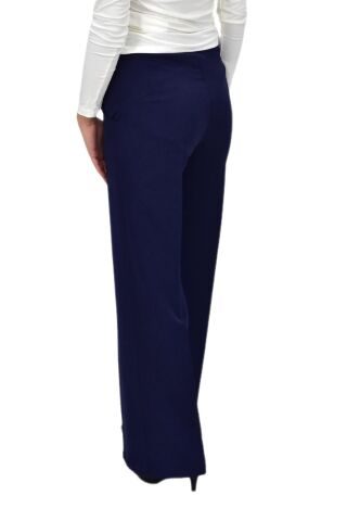 Kadın Bol Paça Beli Lastikli Kumaş Pantolon BGL-ST04322 LACİVERT - 38