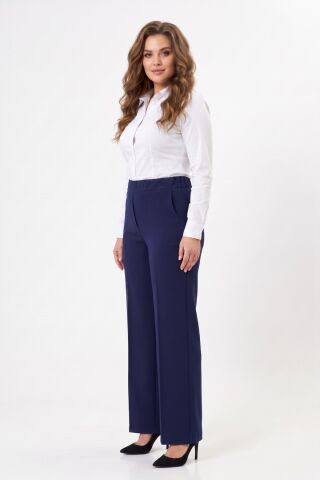 Kadın Bol Paça Beli Lastikli Kumaş Pantolon BGL-ST04322 LACİVERT - 38