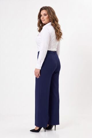 Kadın Bol Paça Beli Lastikli Kumaş Pantolon BGL-ST04322 LACİVERT - 38