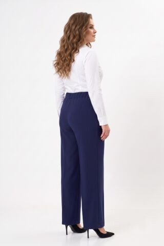 Kadın Bol Paça Beli Lastikli Kumaş Pantolon BGL-ST04322 LACİVERT - 38