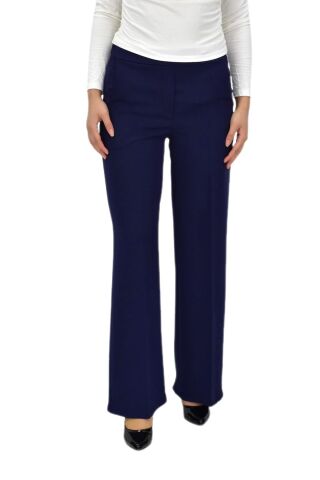 Kadın Bol Paça Beli Lastikli Kumaş Pantolon BGL-ST04322 LACİVERT - 40
