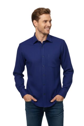 Erkek Kışlık Uzun Kol Tek Cepli Gömlek 3543 BGL-ST04806 LACİVERT - XL