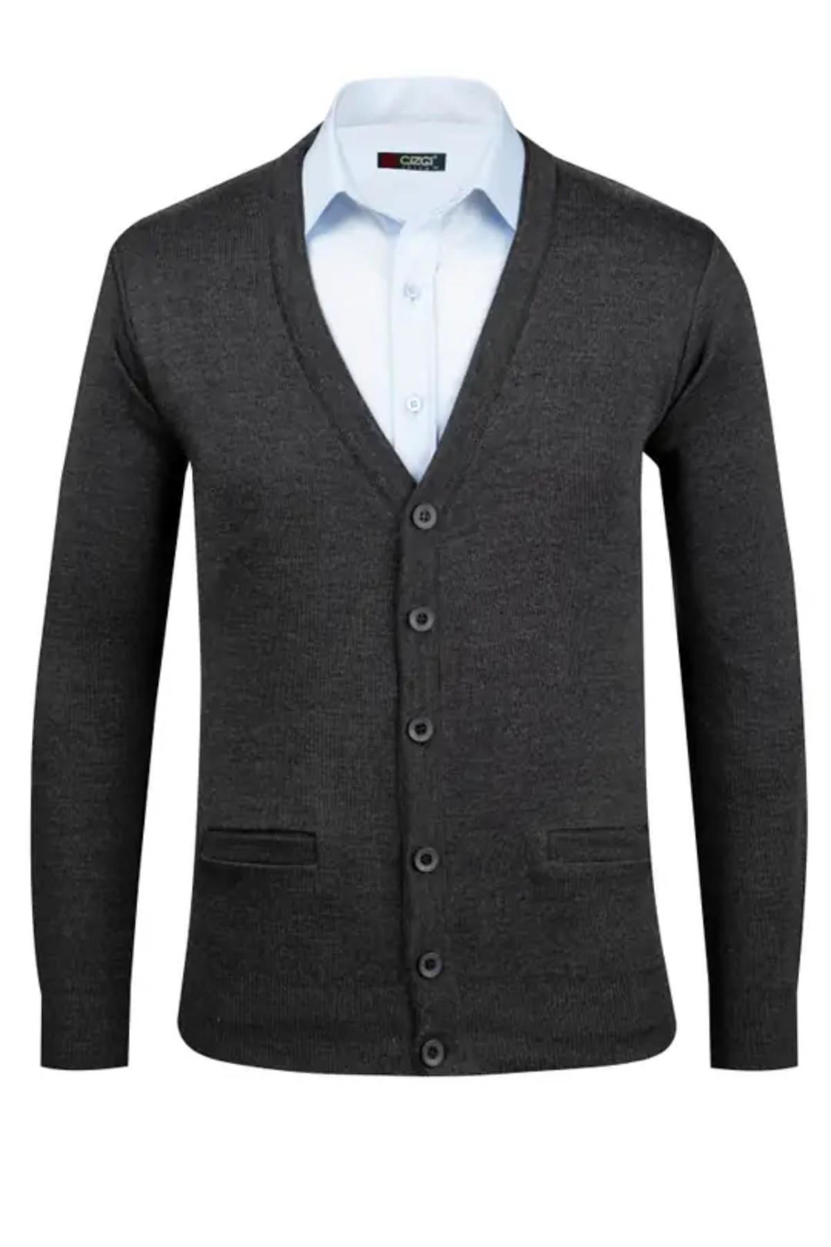 Erkek V Yaka Triko Hırka Düğmeli 4241M BGL-ST04560