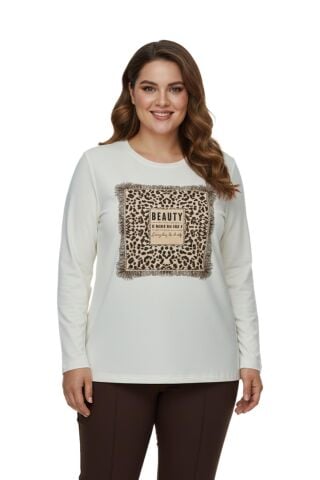Kadın Pano Baskılı Bluz BGL-ST05072 KREM - L