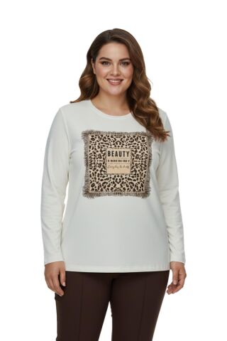 Kadın Pano Baskılı Bluz BGL-ST05072 KREM - L
