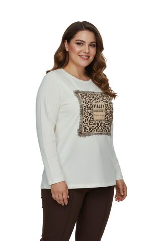 Kadın Pano Baskılı Bluz BGL-ST05072 KREM - L