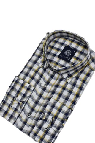 Erkek Ekose Klasik Uzun Kol Gömlek Oxford BGL-ST02988 SARI - L