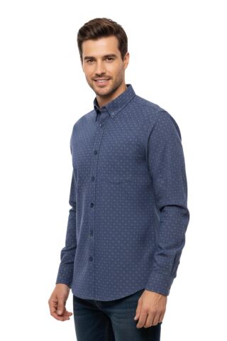 Erkek Kışlık Uzun Kol Tek Cepli Gömlek 3565 BGL-ST04807 A.LACİVERT - L