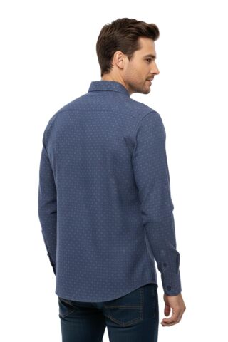 Erkek Kışlık Uzun Kol Tek Cepli Gömlek 3565 BGL-ST04807 A.LACİVERT - L